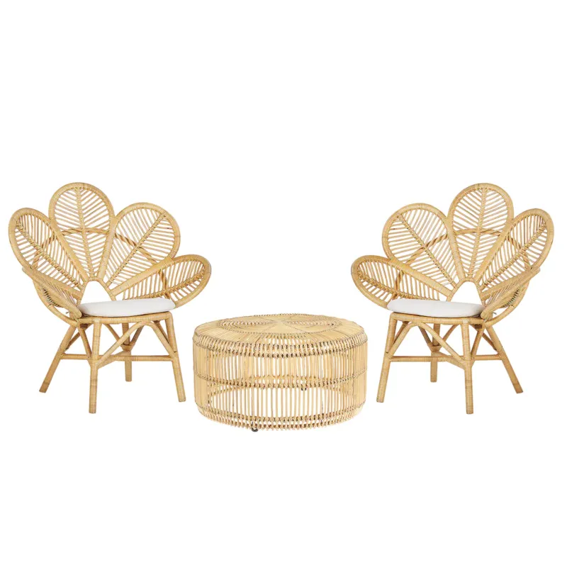 Zestaw mebli balkonowych z poduszkami FLORENTINE / LIMNI Rattan Beżowy - Oferta czasowa