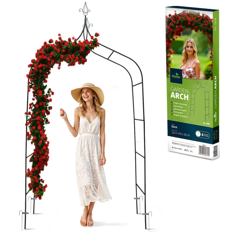 Szybka dostawa Pergola ogrodowa zielona na kwiaty róże 265x140cm + kotwy Plonos -