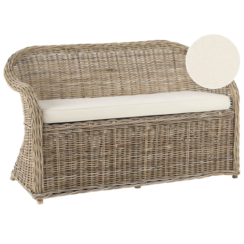 Ławka ogrodowa z poduchą SUSUA 141 cm Rattan Naturalny - Tylko dziś