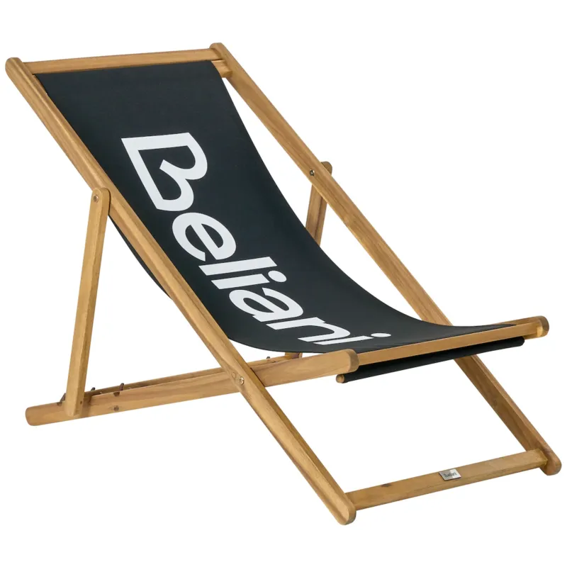 Leżak ogrodowy składany ANZIO Drewno akacjowe Czarny - Oferta