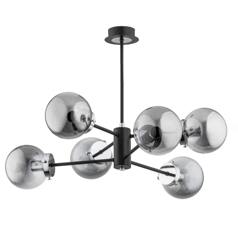 Obniżka ceny Lampa sufitowa Krab 62117 Alfa 6xE14 LED Metal/Szkło Czarny - Chrom