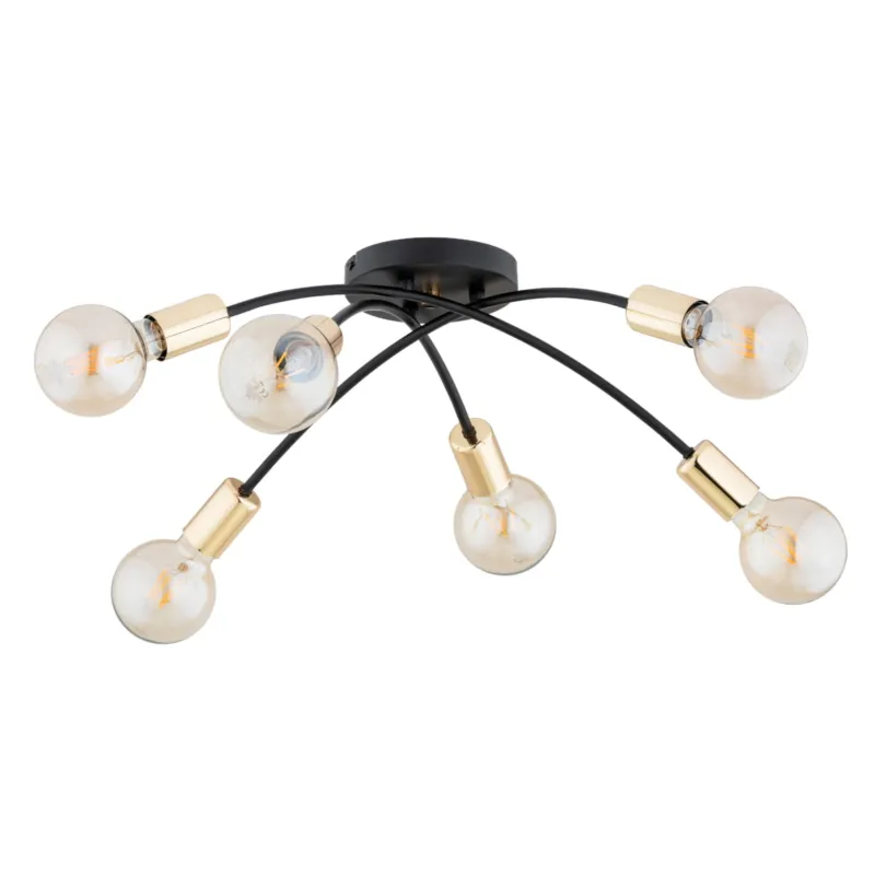 Lampa sufitowa Lensi 63229 Alfa 6xE27 LED Metal Czarny - Stare Złoto Nie przegap