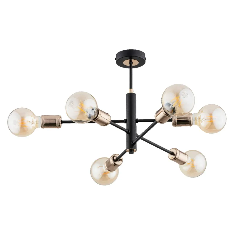 Lampa sufitowa Oris 63033 Alfa 6xE27 LED Metal Czarny - Stare Złoto Ekspresowa dostawa