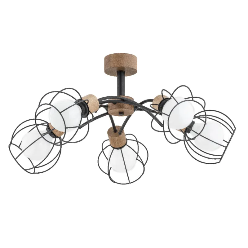 Lampa sufitowa Paloma 28385 Alfa 5xE27 LED Drewno/Tworzywo Czarny Szybka dostawa