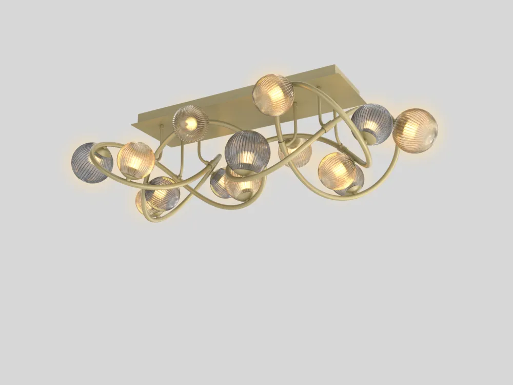 Lampa sufitowa Metz 9015-1204 Aviano Lighting 12xG9 12 x 3,5W Metal / Szkło Klosz Bursztynowy I Dymiony Premium