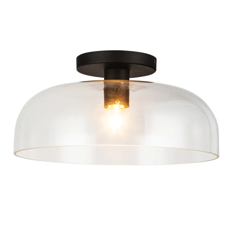 Nowy Lampa sufitowa Półplafon Sylvia ALM-SYLVIA-SF-BK-CL Elstead Lighting 1xE27 60W Stal, szkło przezroczyste Czarny