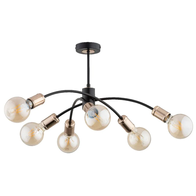 Lampa sufitowa Ralph 63051 Alfa 6xE27 LED Metal Czarny - Stare Złoto Promocja