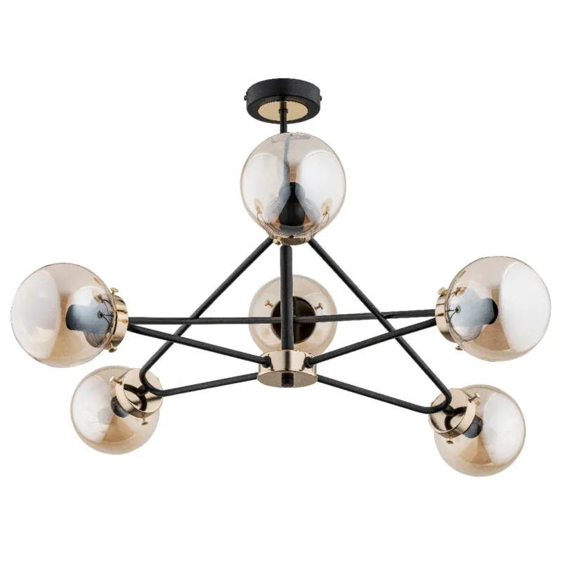 Lampa sufitowa Sagito 25626 Alfa 6xE14 LED Metal/Szkło Czarny - Złoty Szybka dostawa