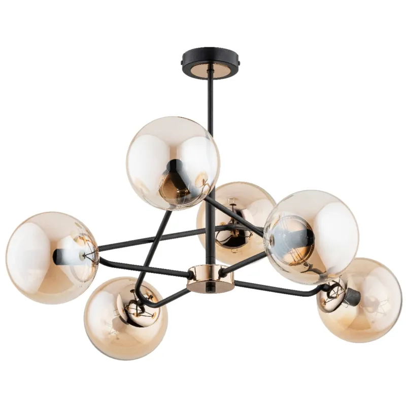 Dodaj do koszyka Lampa sufitowa Sagito 63081 Alfa 6xE14 LED Metal Czarny - Stare Złoto