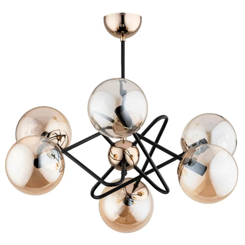 Lampa sufitowa Virginia 63103 Alfa 6xE14 LED Metal Czarny - Stare Złoto Promocja