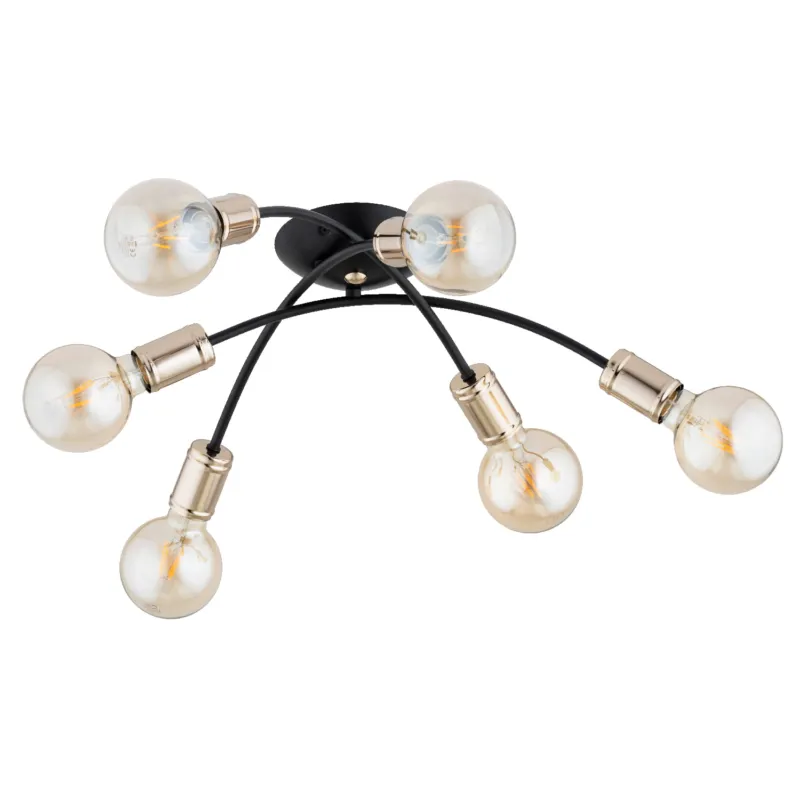 Zniżka Lampa sufitowa Sedna 63299 Alfa 6xE27 LED Metal Czarny - Stare Złoto