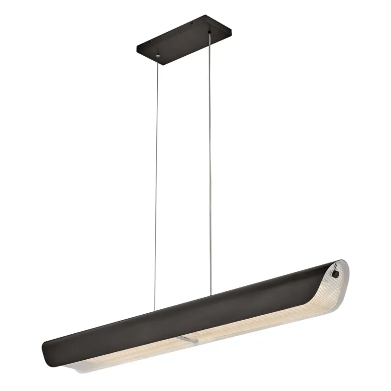 Lampa wisząca Lampa wyspowa LED Arco HK-ARCO-LED-LP-117-BX Elstead Lighting xWbudowany LED 43W Stal, grube szkło żebrowane Czarny Super okazja