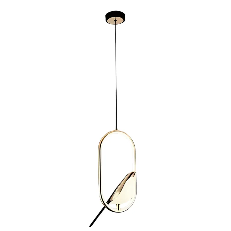 Szybka dostawa Lampa wisząca Abigali Bird 18W owalna z ptakiem nowoczesna złoty