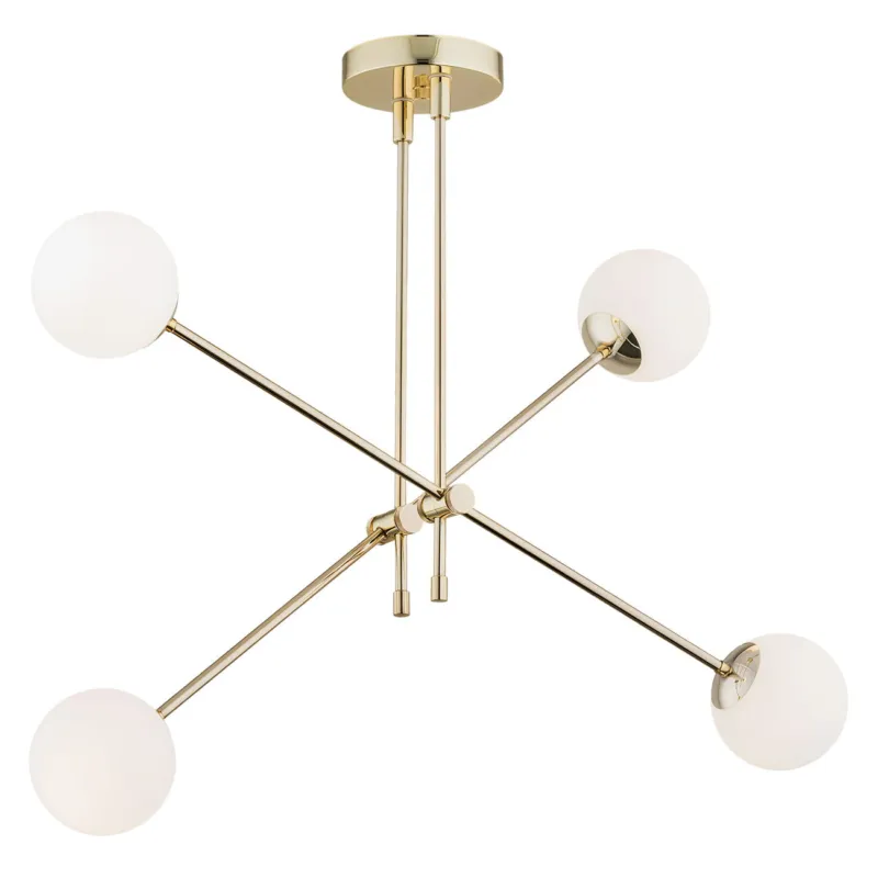 Lampa Wisząca Abstract 1695 Argon 4xE14 7W Szkło/ Stal Mosiądzowana, Opal Mat/ Mosiądz Dostępne od ręki