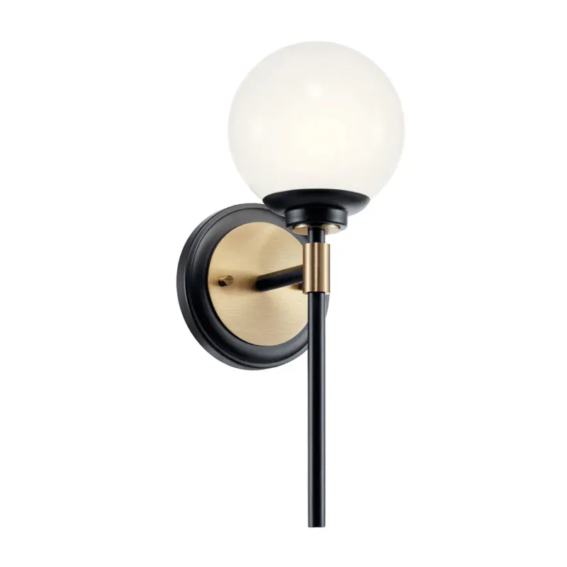 Bezpieczna płatność Lampa ścienna łazienkowa Kinkiet Benno KL-BENNO1-BK-CPZ Elstead Lighting 1xG9 3W Stal, warstwowe szkło opalowe Czarny, Złoty