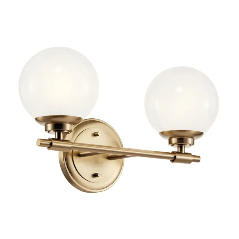 Lampa ścienna łazienkowa Kinkiet Benno KL-BENNO2-CPZ Elstead Lighting 2xG9 3W Stal, warstwowe szkło opalowe Złoty Ekspresowa dostawa