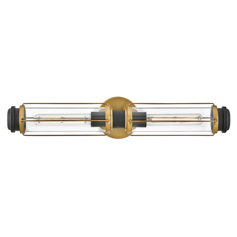 Lampa ścienna łazienkowa Kinkiet Masthead HK-MASTHEAD2-HBBK Elstead Lighting 2xE27 40W Stal, szkło przezroczyste Złoty, Czarny Najlepsza cena