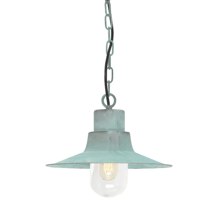 Lampa stropowa wisząca Elstead Lighting Sheldon SHELDON-CH-V IP44 1xE27 Mosiądz Zielony Tani