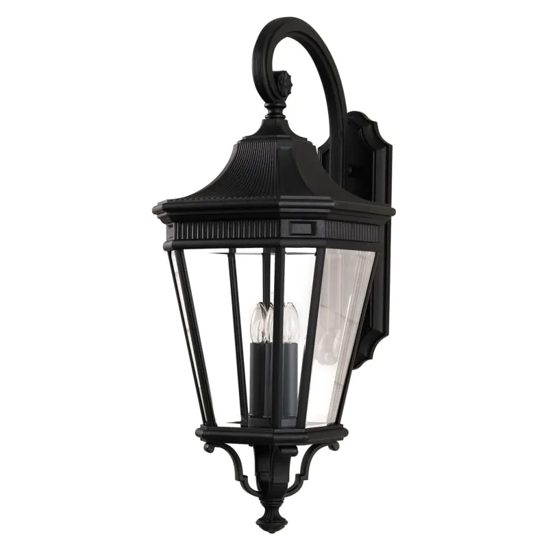 Wysoka jakość Lampa ścienna Kinkiet zewnętrzny Elstead Lighting Cotswold Lane FE-COTSLN2-L-BK IP44 3xE14 Aluminium Czarny