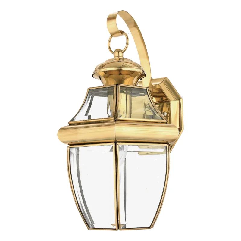 Bezpieczne zakupy Lampa ścienna Kinkiet zewnętrzny Elstead Lighting Newbury QZ-NEWBURY2-M-PB IP44 1xE27 Mosiądz Mosiądz