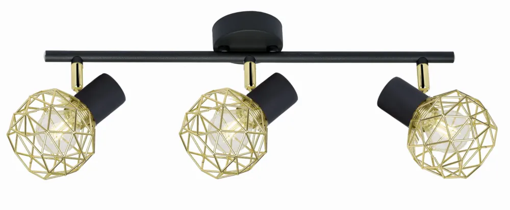 Wyjątkowa oferta Lampa sufitowa Candellux Acrobat 93 czarna ze złotym kloszem 3×E14