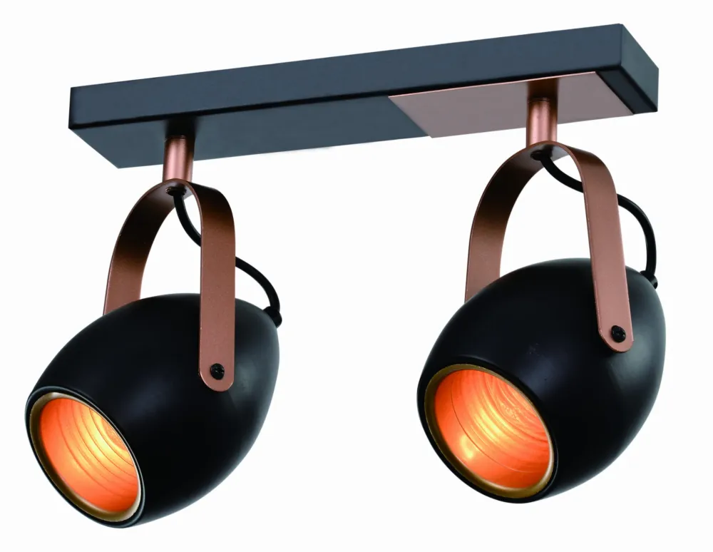 Kup teraz Lampa sufitowa Candellux Anica czarna ze złotym odbłyśnikiem 2×E14