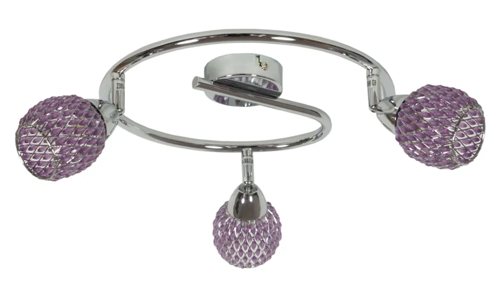Lampa sufitowa Candellux Clear chrom z fioletowymi kryształkami 3×G9 Tylko do końca tygodnia