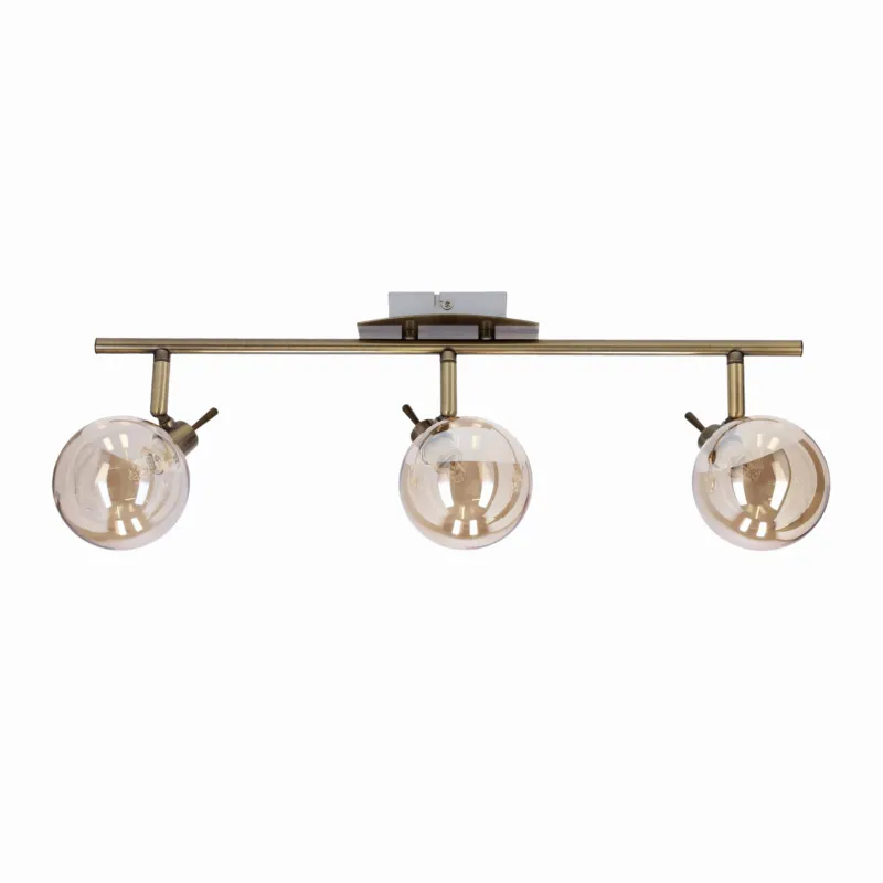 Cena promocyjna Lampa sufitowa Candellux Lentini patynowa z bursztynowym kloszem 3×G9
