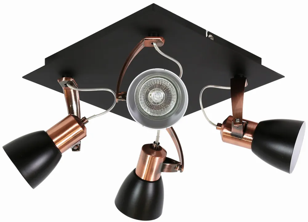 Szybka wysyłka Lampa sufitowa Candellux Markus czarna z miedzianym kloszem 4×GU10