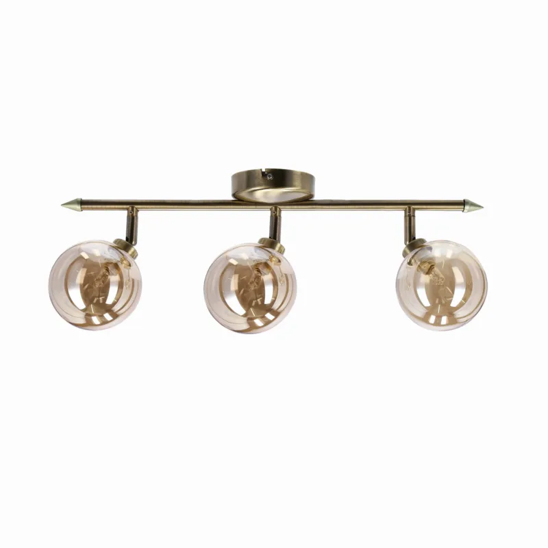 Hit sprzedaży Lampa sufitowa Candellux Rodia patynowa z bursztynowym kloszem 3×G9