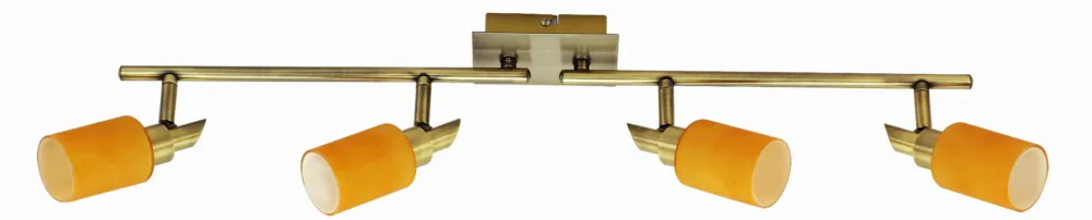 Lampa sufitowa Candellux Tukan listwa patyna z pomarańczowym kloszem G9 Ostatnia szansa