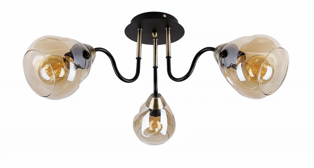 Lampa sufitowa Candellux Unica czarna ze złotym dymiony klosz 3×E27 Tylko do końca tygodnia