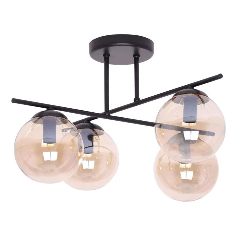 Lampa sufitowa DELTA K-5161 Bursztynowy, czarny 4 źr., E14, 10W LED - Kaja Szybka wysyłka