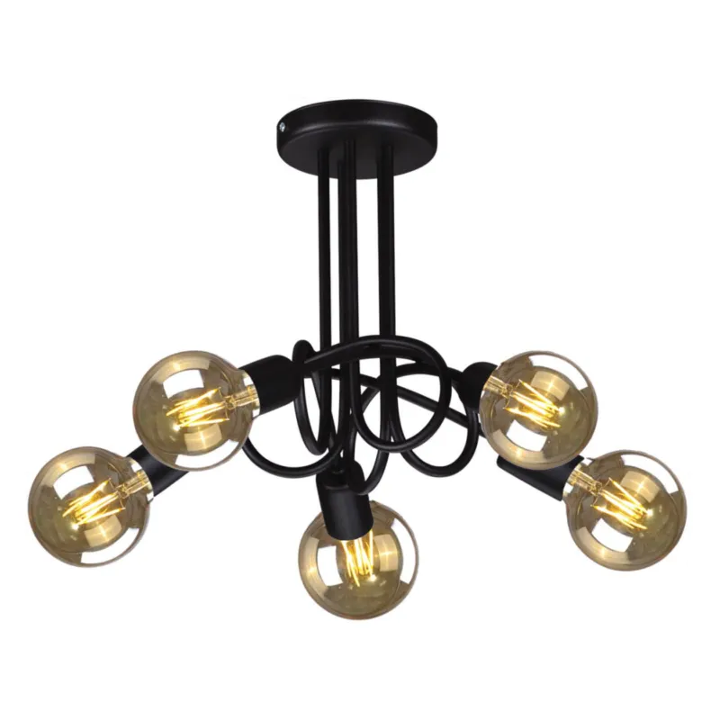 Kup online Lampa sufitowa DEZE K-3621 Czarny 5 źr., E27, 15W LED - Kaja
