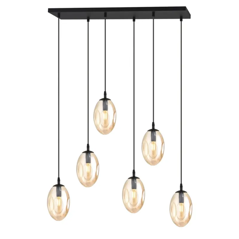 Nowy Lampa sufitowa Emibig Astral 6 czarna z miodowym kloszem 6×E14