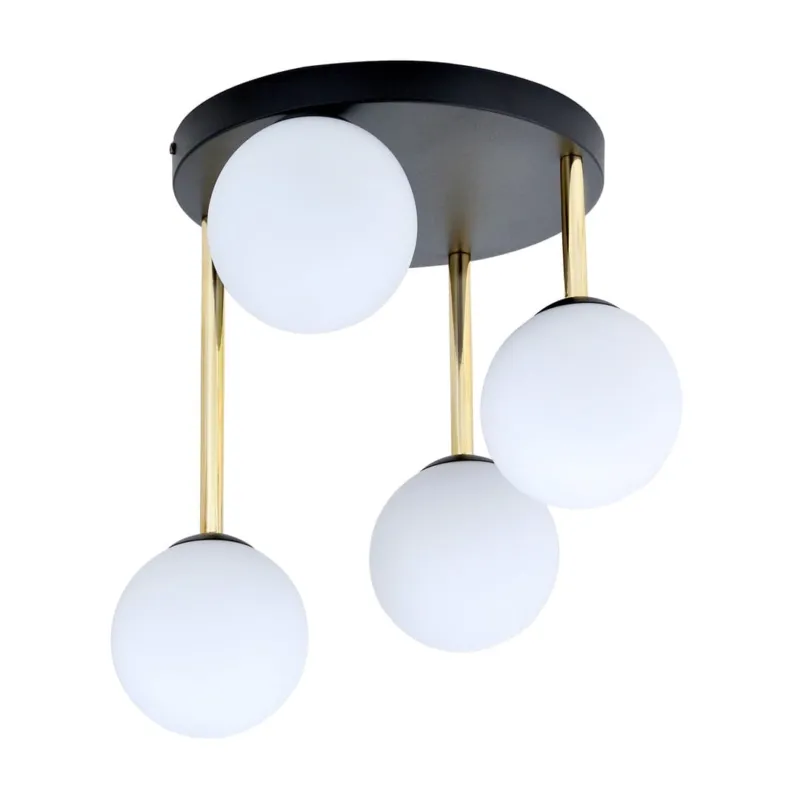 Lampa sufitowa Emibig Dolce czarno-złota z białym kloszem 4×E14 Oferta czasowa