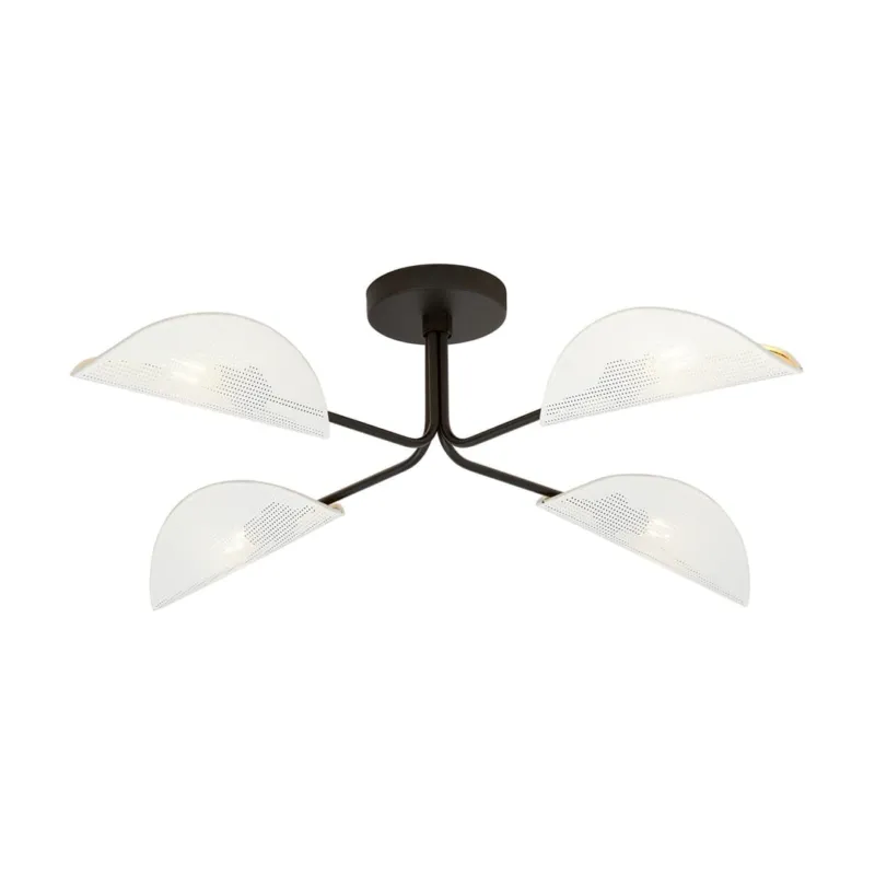 Lampa sufitowa Emibig Gomez 4 czarna z białym i złotym kloszem 4×E14 Szybka dostawa