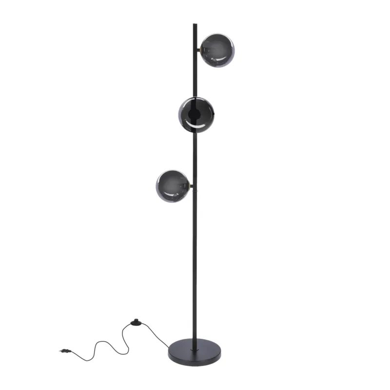 Sprawdź teraz Lampa podłogowa Candellux Kama czarna ze szklanymi kloszami 3×G9