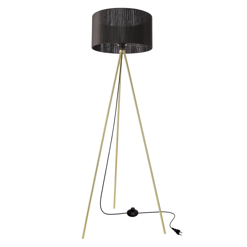 Lampa podłogowa Candellux Mossi złota z czarnym abażurem 1×E27 Rabat