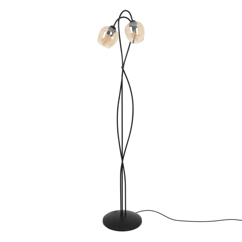 Lampa podłogowa DIUNA K-5193 Bursztynowy, czarny 2 źr., E27, 15W LED - Kaja Oferta czasowa