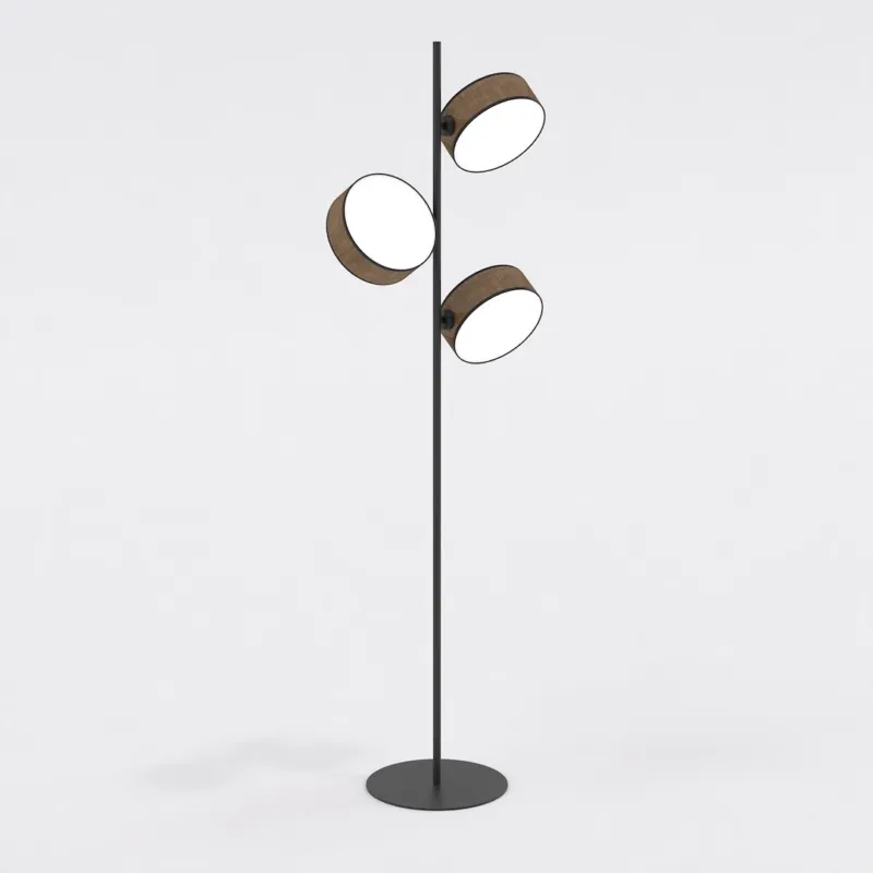 Zniżka Lampa podłogowa Emibig Drumz LP3 czarna z brązowym kloszem 3×E14