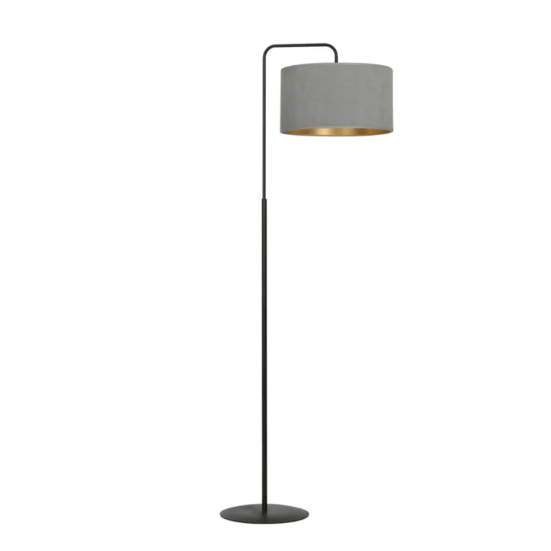 Wysoka jakość Lampa podłogowa Emibig Hilde czarna z szarym abażurem 1×E27