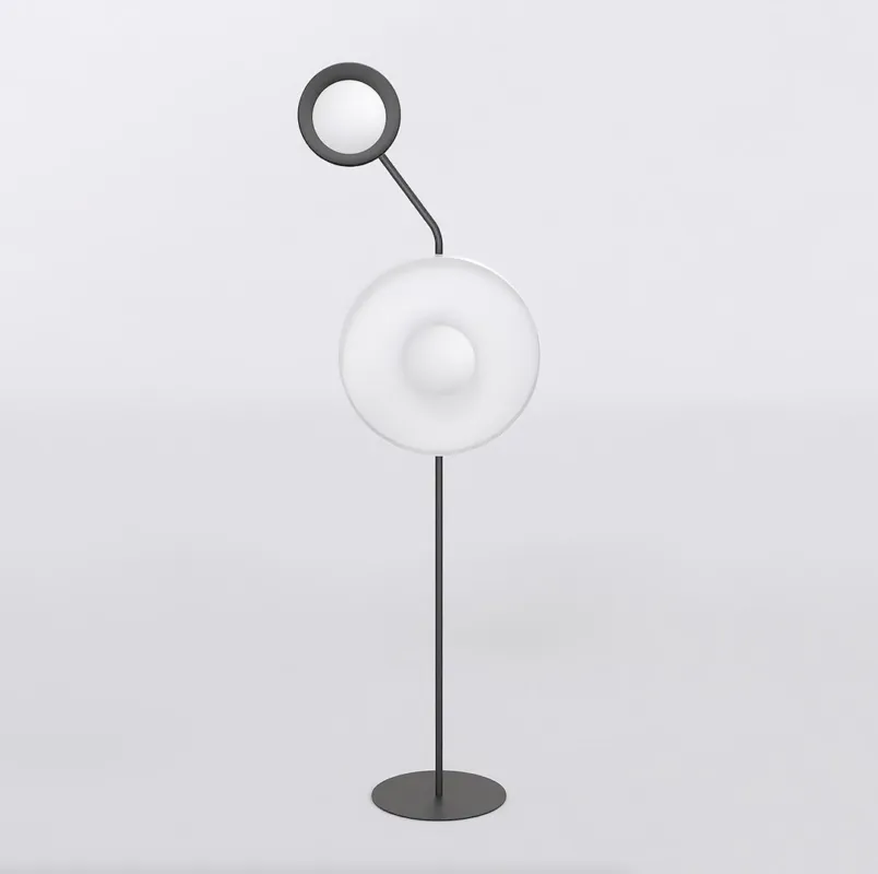Wyprzedaż Lampa podłogowa Emibig Kiss 1609 czarna z białym kloszem 2×G9