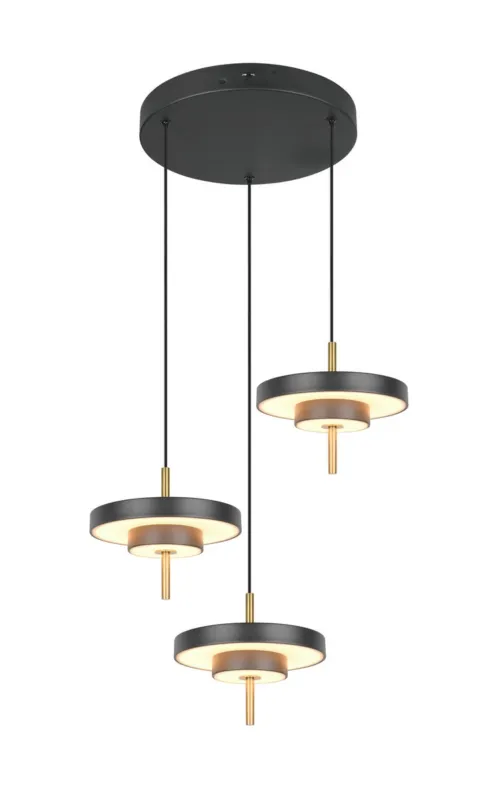 Sprawdź teraz Lampa wisząca Keaton czarny, złoty i odcienie złota LED zintegrowany 340230380 - Trio