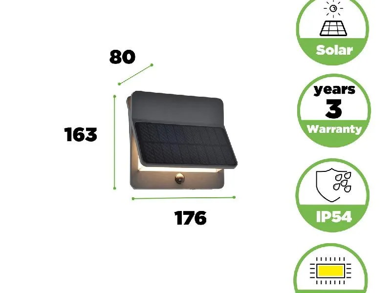 Ekspresowa dostawa Lampa zewnętrzna Aleta Solar - Czujnik Ruchu szary i odcienie szarości LED zintegrowany 6915401118 - Lutec
