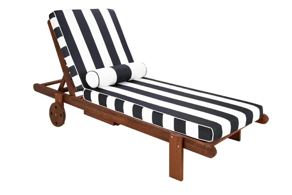 Oferta czasowa Zestaw ogrodowy AZURE leżak z materacem i poduszką biało-czarny – King Home