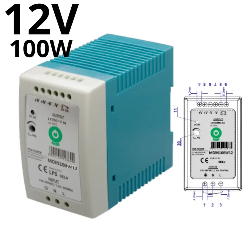 Ekspresowa dostawa Zasilacz Na Szynę Din Mdin100W12 100W 12V