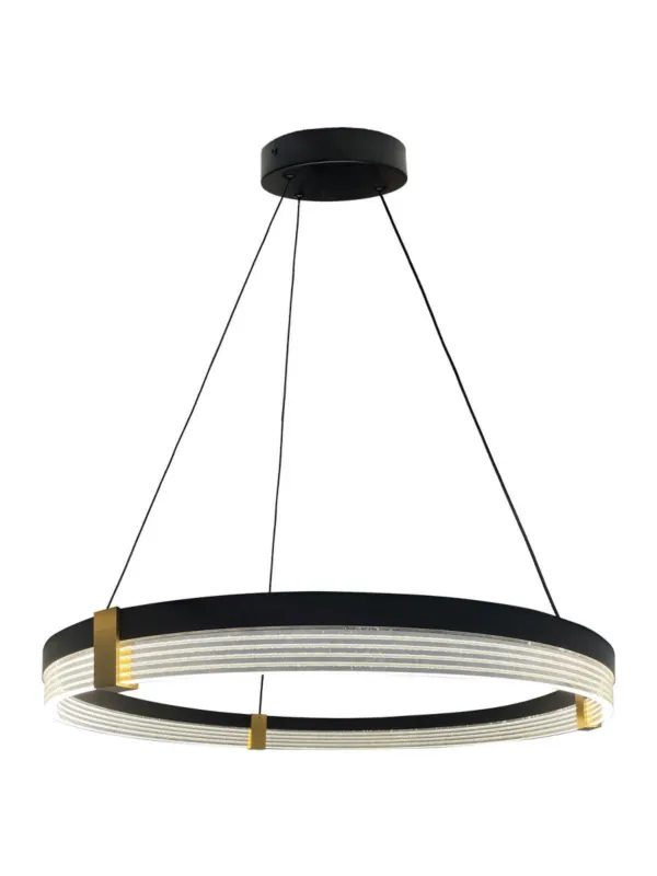 Bestseller Żyrandol wiszący pierścień LED 60 cm ring Plum Triangle czarno-transparentny LED 32W z regulowaną barwą światła CCT