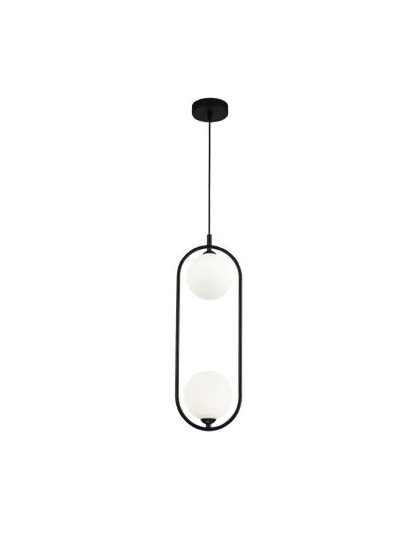 Ekspresowa dostawa Designerska lampa wisząca Ring do salonu - czarna owalna rama i 2 kule - Maytoni
