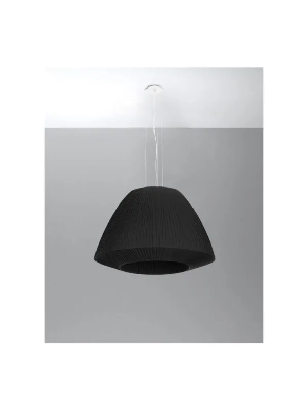 Promocja Czarny materiałowy żyrandol BELLA 60 cm nowoczesny do salonu
